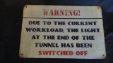 Metal sign, Warning, as pictured