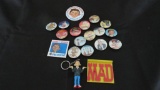Quantity of MAD, Alfred E Neuman, pins/buttons, as pictured