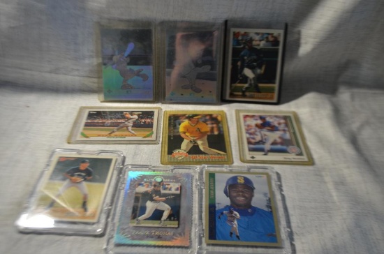 Cards 9 Baseball (2) Griffey Jr, (2) McGwire, and (1) Maddux, (1)Jeter, (1) Thomas, (2) Looney Toon