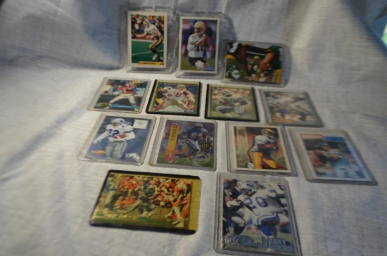 Cards 13 Football (3) Sanders, (2) Elway, (2) Young, (1) Brunell, (1) Mirer, (1) Bruce, (1) Favre,