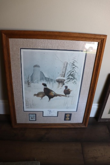 21 in. x 25 in. Winter Wonder by Leo Stands Pheasant Print