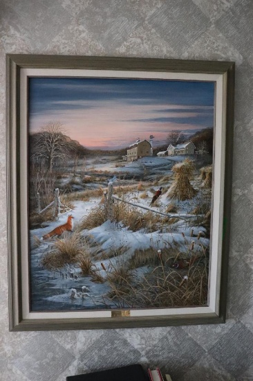 29 in. x 35 in. "Close Call" by Bud Burgess Oil On Canvas Wildlife Print