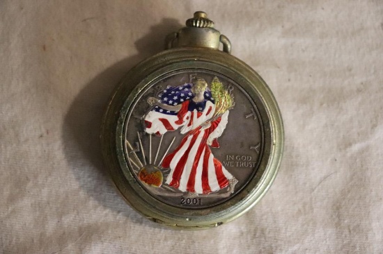 2001 SILVER EAGLE POCKET WATCH