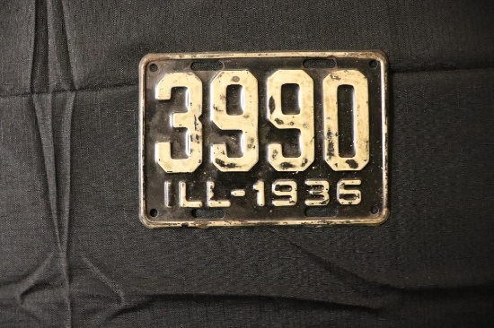 Illinois 1936 Metal License Plate