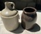 GOOD 1 GAL ANTIQUE JUG AND STONE JAR WITH CHIP