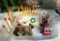 LOT OF VINTAGE CHRISTMAS INCLUDING LIGHTED CANDLES, TREE SKIRT & MORE