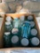 BOX LOT OF VINTAGE BLUE BALL MASON JARS W/ LIDS