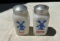 HAZEL ATLAS MILK GLASS WINDMILL SALT & PEPPER SHAKERS 4 1/2