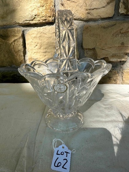 CRYSTAL CLEAR 24% LEADED GLASS BASKET MADE IN POLAND