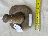 NATIVE AMERICAN GRIND STONE MORTAR AND PEDESTLE