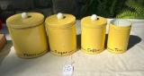 VINTAGE METAL CANISTER SET MISSING SMALL LID