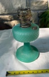 VINTAGE DIAMOND QUILT GREEN JADETTE ALADDIN LAMP