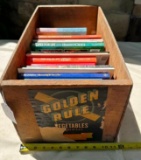 WOOD BOX OF COOK BOOKS