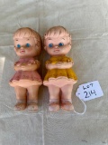 LOT OF 2 VINTAGE EDWARD MOBLEY CO. 1962 RUBBER DOLLS