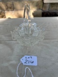 VINTAGE L.E. SMITH HERITAGE QUINTEC PRESSED CLEAR GLASS BASKET