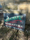 VINTAGE ANNIE'S MERCANTILE STORE SIGN - PAINTED WOOD LARGE DOUBLE SIDE SIGN