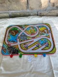 VINTAGE TIN LITHOGRAPH ROAD IN TOWN TOY BOARD