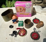 MISC. GROUPING INCLUDING VINTAGE 1974 EMPTY PAMPERS BOX AND MORE