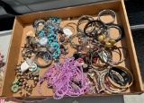 FLAT OF COSTUME JEWELRY INCLUDING MANY BRACELETS & MORE