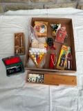 FLAT LOT OF WOOD GAMES, MINI GAS PUMP AND MORE