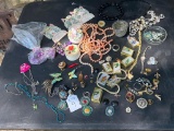 FLAT LOT OF COSTUME JEWELRY & MORE