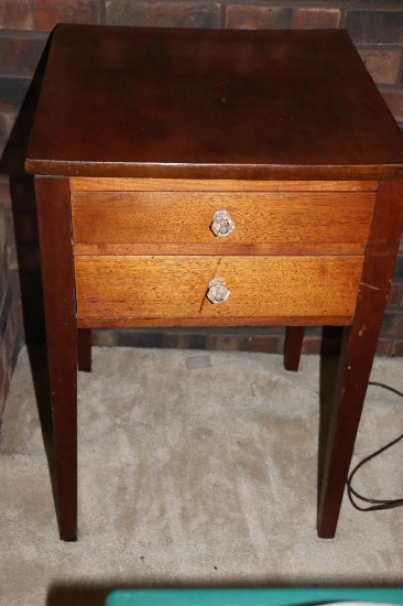 2 Drawer Antique Table 28 inches tall by 19 inches wide
