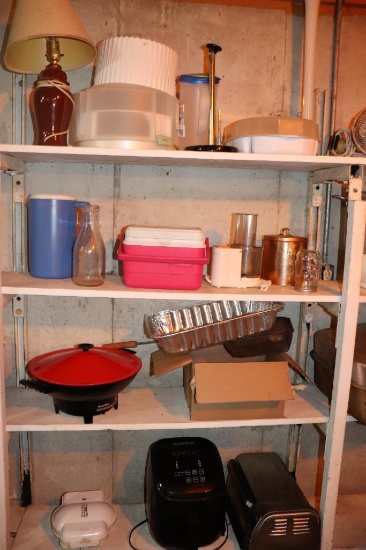 Contents of Shelf including George Foreman, lamp etc.