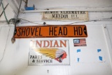 Signs on walls and a Vintage Stop Light