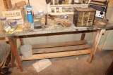 5ft Work Bench , contents, metal cabinets, tools, etc.