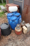 (4) Blue Barrels, Gas Tank, etc.