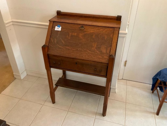 Antique oak drop front desk