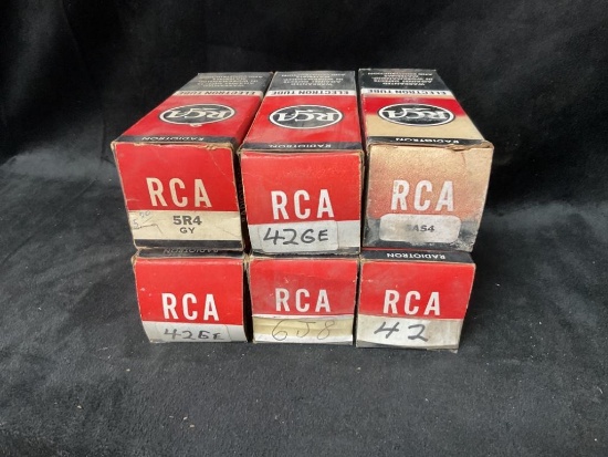 LOT OF 6 VINTAGE RCA RADIO ELECTRON TUBES VARIOUS NUMBERS
