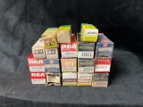 VINTAGE LOT OF VARIOUS ELECTRON RADIO TUBES INCLUDING CM, AMPEREX, ADMIRAL, GE, RCA & MORE