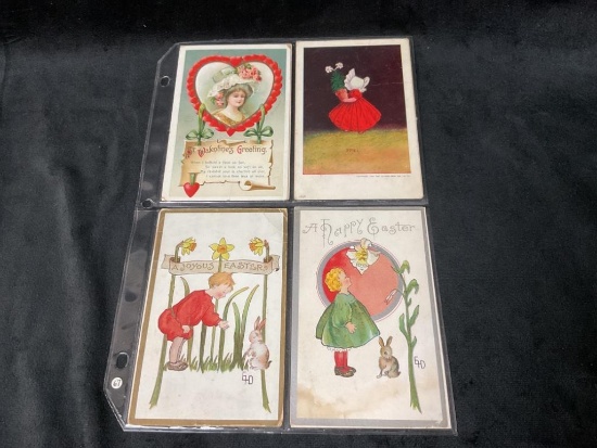 VINTAGE POSTCARDS INCLUDING VALENTINES, EASTER & MORE