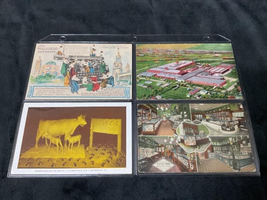 LOT OF VINTAGE ADVERTISING POSTCARDS INCLUDING UNDERWOOD TYPEWRITER, MEADOW GOLD & MORE