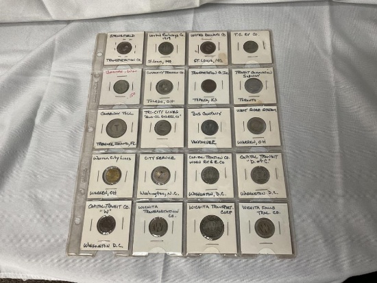 LOT OF VINTAGE TRANSPORTATION TOKENS RAILROAD, BUS & MORE