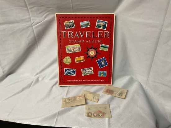 1979 H.E. HARRIS & CO. TRAVELER STAMP ALBUM & STAMPS