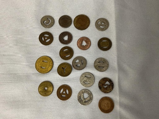 LOT OF VINTAGE TRANSPORTATION TOKENS