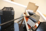 Contents of Shelves Including Lighting Equipment ,Projector, Microphone, Microphone Stands, Etc.