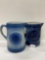 PAIR OF BLUE AND WHITE PITCHERS-BUTTERFLY & EAGLE-NO SHIPPING