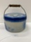BLUE AND WHITE BUTTER CROCK WITH LID-NO SHIPPING
