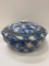 BLUE AND WHITE SPONGED BOWL WITH LID-NO SHIPPING