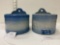PAIR OF BLUE AND WHITE SALT CROCKS-NO LIDS-NO SHIPPING