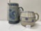PAIR OF STONEWARE PITCHERS-NO SHIPPING