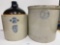 2 GAL WHITE HALL JUG & 3 GAL WHITE HALL CROCK WITH CIRCLE MARK-NO SHIPPING