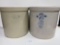 PAIR OF 2 GAL WHITE HALL CROCKS-NO SHIPPING