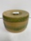 GREEN AND YELLOW BUTTER CROCK WITH LID-NO SHIPPING