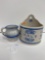 SALT CROCK AND SMALL BLUE AND WHITE PITCHER-NO SHIPPING