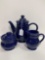 3 PIECE WESTERN STONEWARE BLUE TEA SET-NO SHIPPING