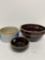 2 BROWN BOWLS AND ONE BUTTER WITH NO LID-NO SHIPPING